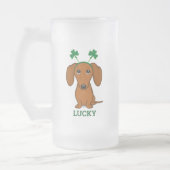 Grappig Saint Patrick's Day Hond Shamrocks Custom Matglas Bierpul (Links)