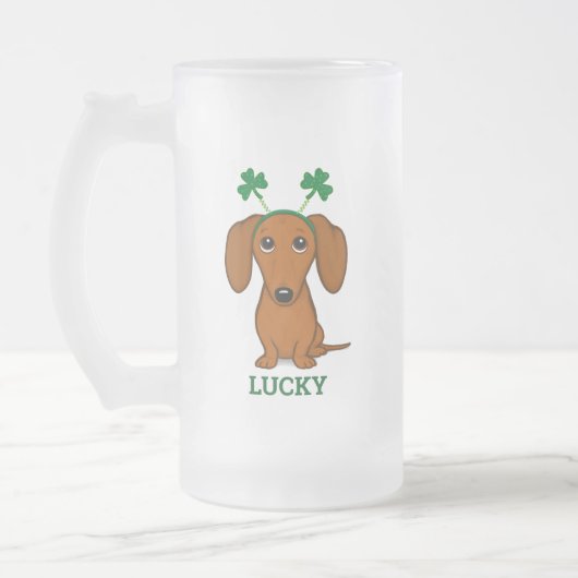 Grappig Saint Patrick's Day Hond Shamrocks Custom Matglas Bierpul (Links)