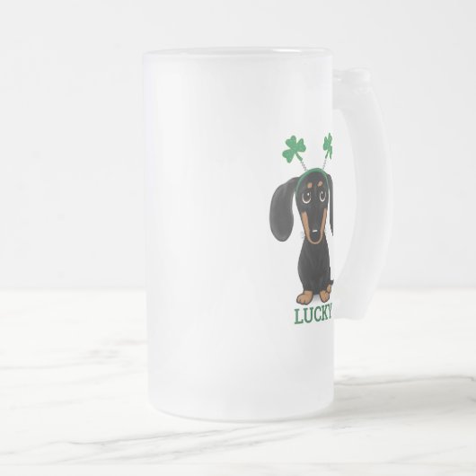 Grappig Saint Patrick's Day Hond Shamrocks Custom Matglas Bierpul (Voorkant rechts)
