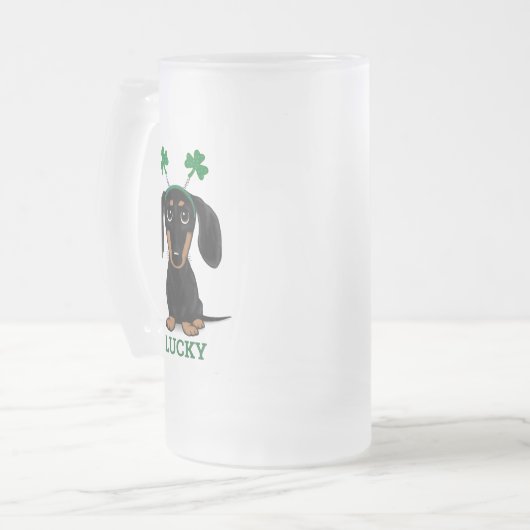 Grappig Saint Patrick's Day Hond Shamrocks Custom Matglas Bierpul (Voorkant links)