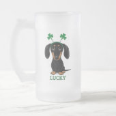 Grappig Saint Patrick's Day Hond Shamrocks Custom Matglas Bierpul (Links)