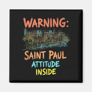 Grappig Saint Paul Minnesota Night Skyline T Magneet