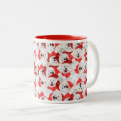 Grappig Samojed Kerstpatroon Tweekleurige Koffiemok (Voorkant rechts)