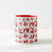 Grappig Samojed Kerstpatroon Tweekleurige Koffiemok (Center)