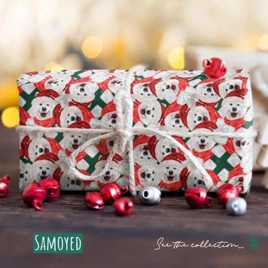 Grappig Samoyed Kerstpatroon Cadeaupapier