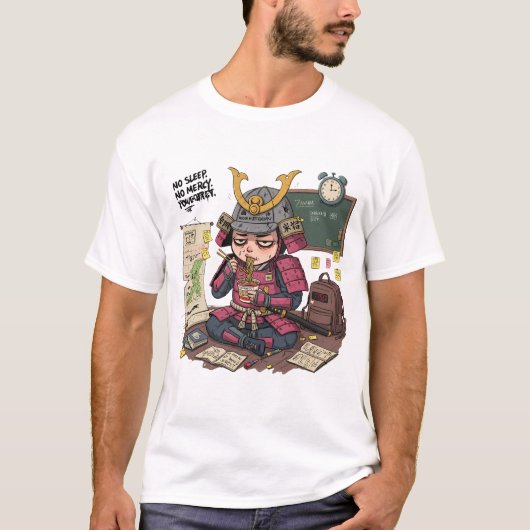 Grappig Samurai Terug naar School T-Shirt (Voorkant)