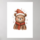 Grappig Santa Beer met rode sjaal Poster (Voorkant)