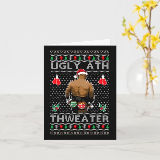 Grappig Santa Boxing Lelijk Ath Trui Vrolijk Kerst Kaart (Gele Bloem)