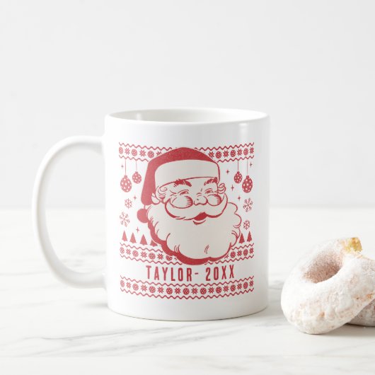 Grappig Santa Custom Pickleball Kerstcadeau Koffiemok (Met donut)