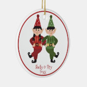 Grappig Santa Elves Ornament met namen (Rechts)