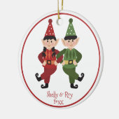 Grappig Santa Elves Ornament met namen (Links)