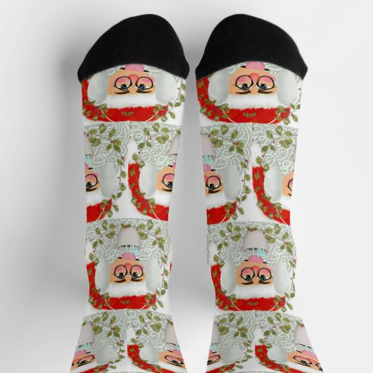 Grappig Santa Face kerstpatroon Sokken (Top)