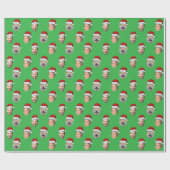 Grappig Santa Hat Gezicht, Aangepaste Gezicht 3 Fo Cadeaupapier (Vlak)