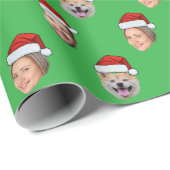 Grappig Santa Hat Gezicht, Aangepaste Gezicht 3 Fo Cadeaupapier (Rol Hoek)