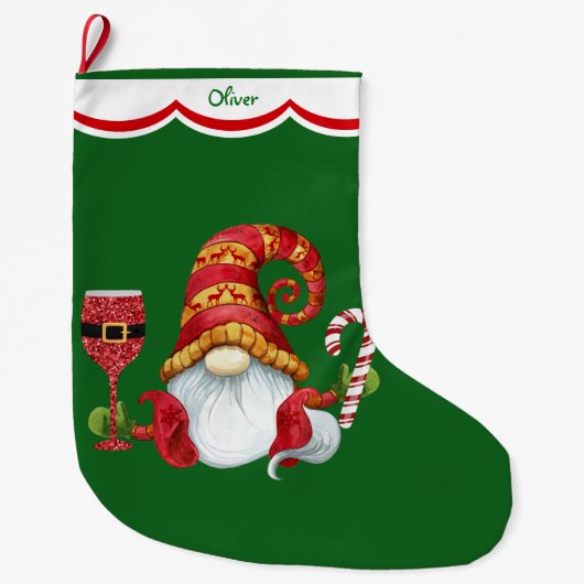 Grappig Santa Hat Gnome Grote Kerstsok (Voorkant)