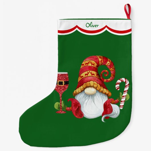 Grappig Santa Hat Gnome Grote Kerstsok (Achterkant)