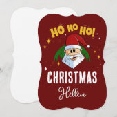 Grappig Santa Ho Ho Ho Kerstmis met Jouw naam Feestdagenkaart (Voorkant / Achterkant)