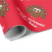 Grappig Santa kalkoen vogel kerst wrapping papier (Rol Hoek)