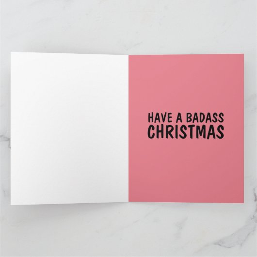 GRAPPIG SANTA MOTORCYLE KERST KAART (Binnen)