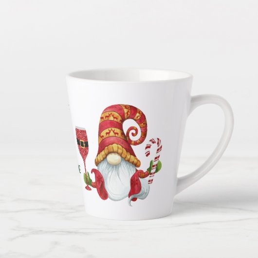 Grappig Santa Party Gnome Latte Mok (Rechts)