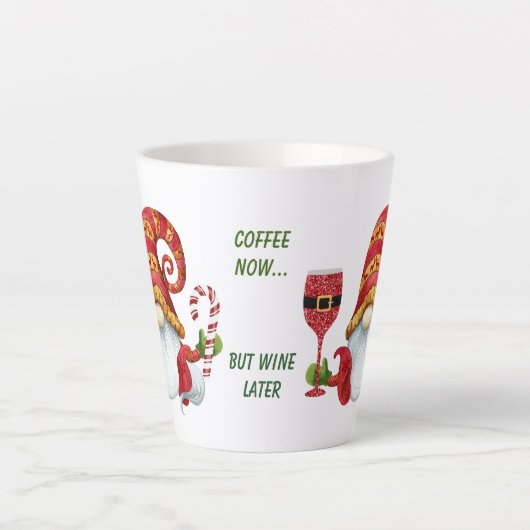 Grappig Santa Party Gnome Latte Mok (Voorkant)