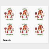 Grappig Santa Party Gnome Ronde Sticker (Vel)