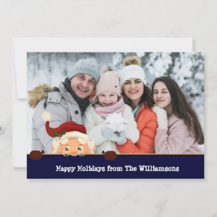 Grappig. Santa Photo Bombs Blue Band-kerstfoto Feestdagenkaart