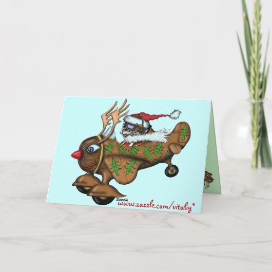 Grappig Santa piloot Vrolijk kerstkaart ontwerp Feestdagen Kaart (Achterkant)