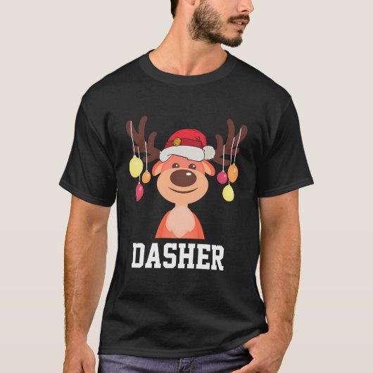 Grappig Santa Rendier Dasher Kerstgroep Costum T-shirt (Voorkant)