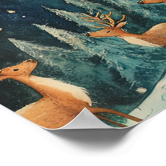 Grappig Santa Retro kerstavond Poster (Hoek)