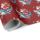 Grappig Santa Shark Gift Wrap Ocean Lover Cadeau Cadeaupapier (Rol Hoek)