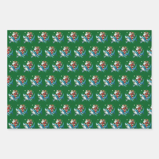 Grappig Santa Shark Gift Wrap Ocean Lover Cadeau Inpakpapier Vel (Voorkant 3)