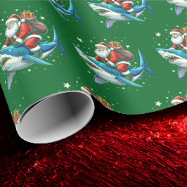 Grappig Santa Shark Gift Zee Dierenfeestdecoratie Cadeaupapier
