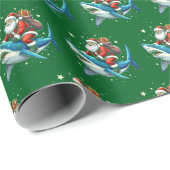 Grappig Santa Shark Gift Zee Dierenfeestdecoratie Cadeaupapier (Rol Hoek)