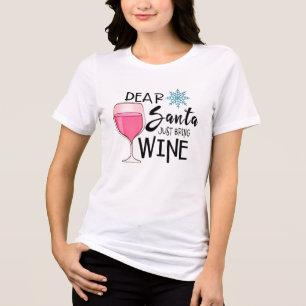 Grappig Santa Shirt, Wijnliefhebbers Kerst Tri-Blend Shirt