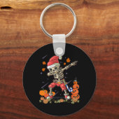 Grappig Santa Skeleton Dabbing Halloween Kostuum F Sleutelhanger (Voorkant)