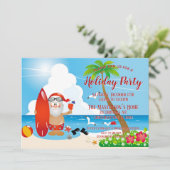 Grappig Santa Tropical Beach Kerstfeest Kaart (Staand voorkant)
