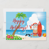 Grappig Santa Tropical Beach Kerstfeest Kaart (Achterkant)