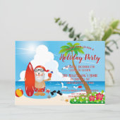 Grappig Santa Tropical Beach Kerstfeest Kaart (Staand voorkant)