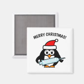 Grappig Santa verpleegde pinguïn Kerstmis magneet  (Voorkant / Achterkant)