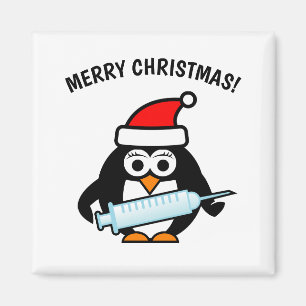 Grappig Santa verpleegde pinguïn Kerstmis magneet