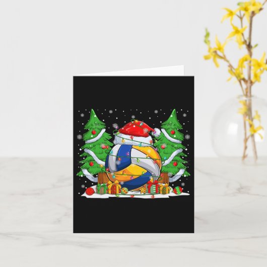 Grappig Santa Volleybal Ball & Camp; Net Christmas Kaart (Gele Bloem)