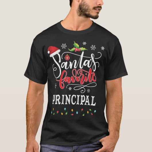 Grappig Santa's favoriete Principal Christmas Gift T-shirt (Voorkant)