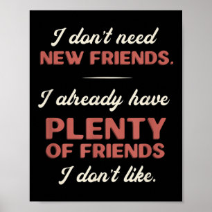 Grappig Sarcasisch Cadeau Ik Heb Geen Nieuwe Vrien Poster