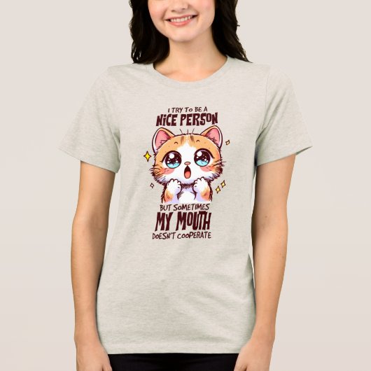 Grappig sarcasme kattenwoordkunst Tri-Blend shirt (Voorkant)