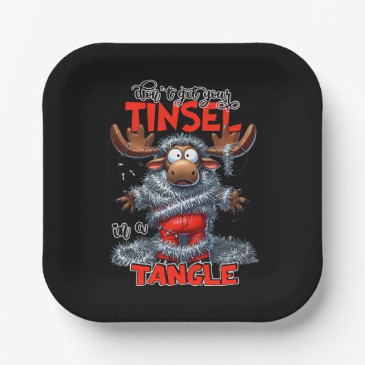 Grappig Sarcasme Kerst Maan Citaat Zwart Feestje Papieren Bordje (Voorkant)