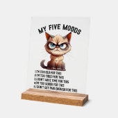 Grappig sarcasme vijf stemming kat acryl bord (Hoek)