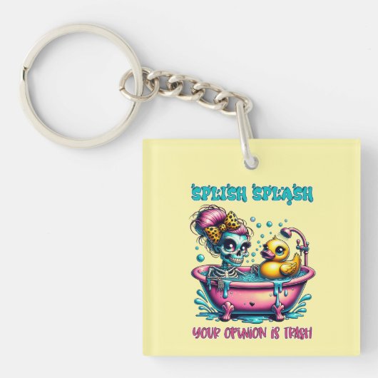 Grappig sarcasme woord kunst skelet sleutelhanger (voorkant)