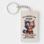 Grappig sarcasme woordkunst Verpleegkundige kat Sleutelhanger (Voorkant)