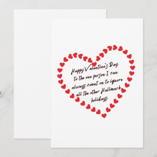 Grappig & Sarcastisch cadeaucitaat Valentijnsdag Feestdagenkaart (Voorkant / Achterkant)